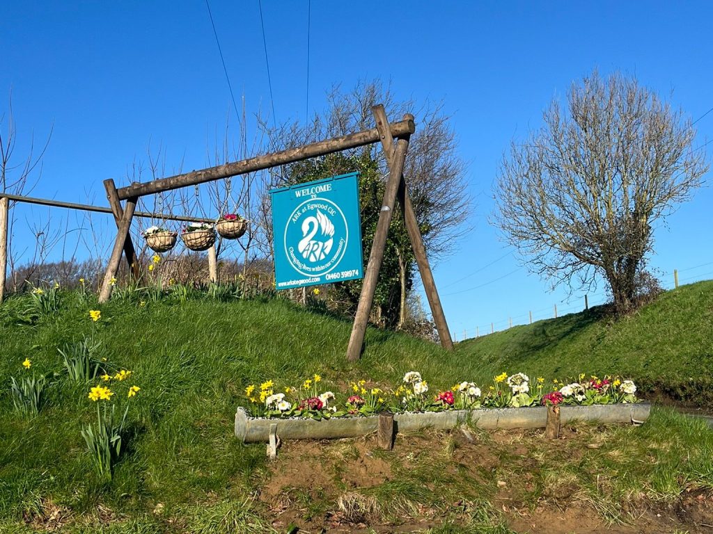 The welcome sign at the entrance to ARK at Egwood